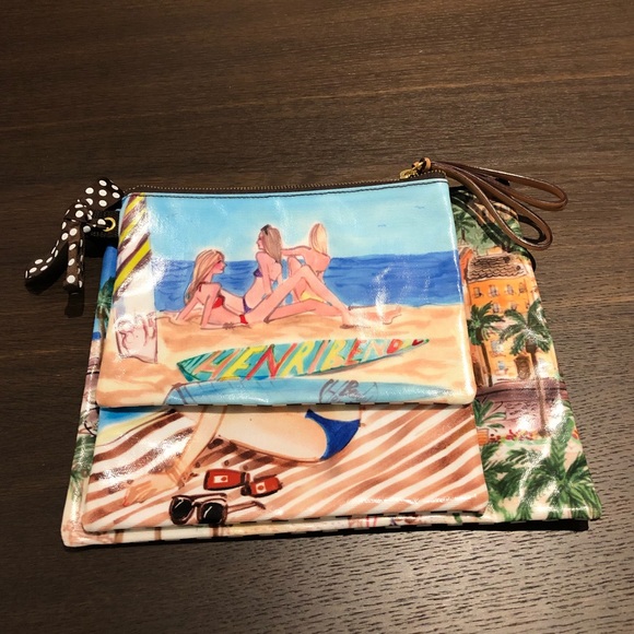 Set of 3 Henri Bendel Beach Watercolor Pouches - Picture 5 of 7
